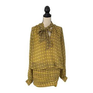 L'ACADEMIE Yellow Printed Long Sleeve Blouse Size S